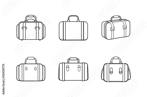 travel bag icon line art vector illustration