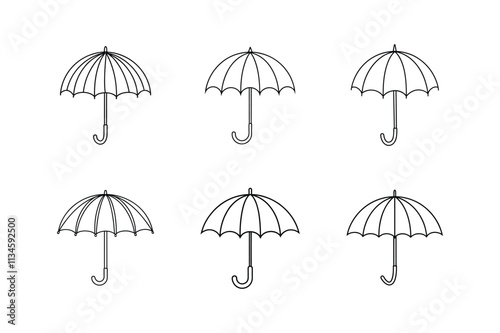 umbrella icon line art vector illustration