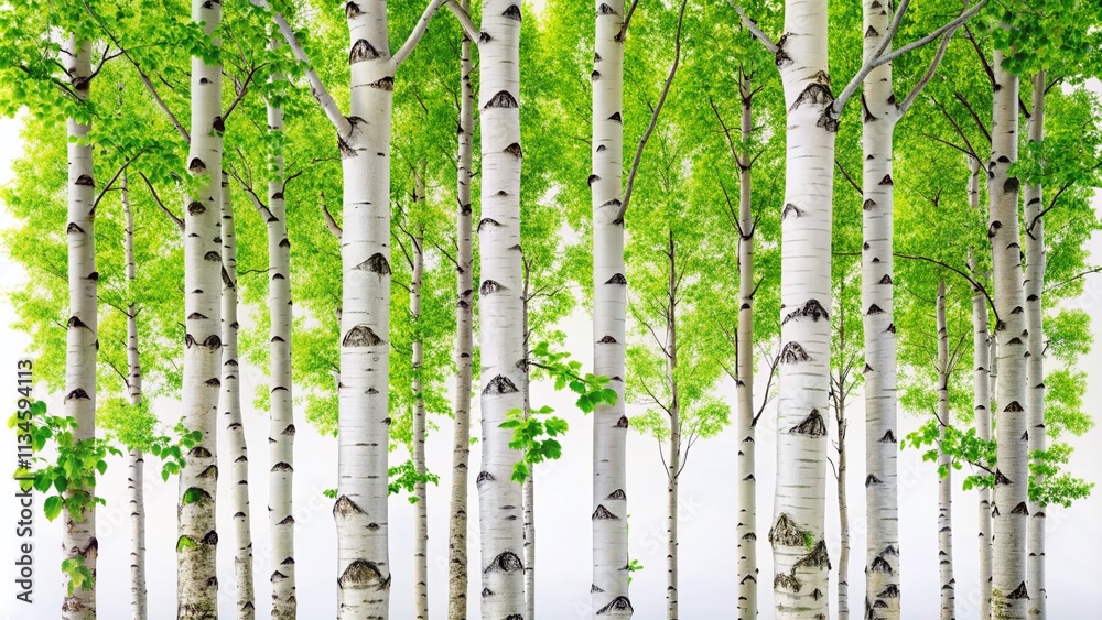 A Captivating Set of Aspen Trees with Lush Green Leaves Perfectly Isolated Against a Crisp White Background for Stunning Portrait Photography Displays A Captivating Set of Aspen Trees with Lush Green Leaves Perfectly Isolated Against a Crisp White Background for Stunning Portrait Photography Displays