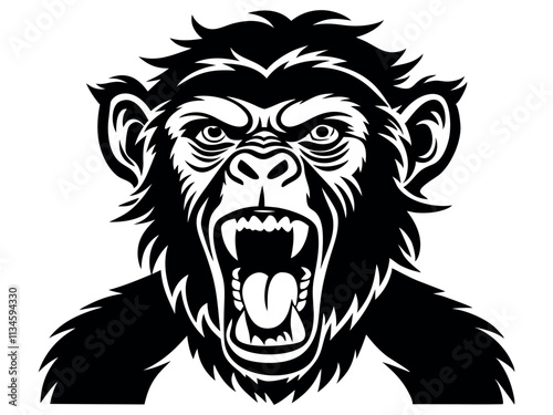 Capuchin monkey vector silhouette on white background. A gibbon on a white background. Wild Animals. Monkey silhouettes isolated. Capuchin monkey and chimpanzee hanging.