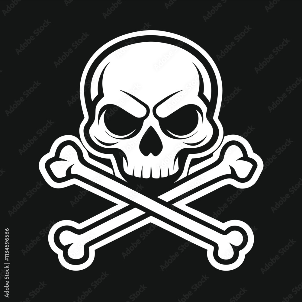 skull crossbones minimalist vector Black silhouette skull crossbones minimalist vector Black silhouette