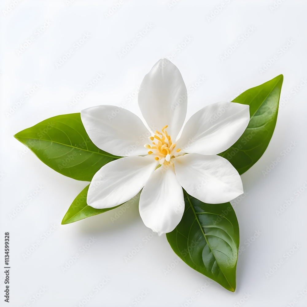 Fototapeta premium White flower of jasmine on white background 3d illustration
