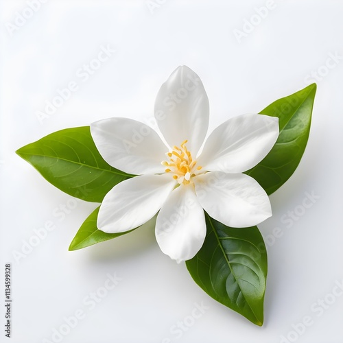 White flower of jasmine on white background 3d illustration