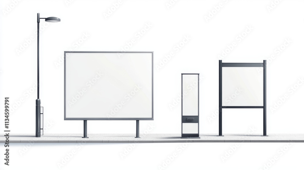 Street banners, ads textile stands on metal poles. Vertical and horizontal vinyl signboards for city advertising. Blank billboards displays isolated on white background Realistic 3d vector mock up set Street banners, ads textile stands on metal poles. Vertical and horizontal vinyl signboards for city advertising. Blank billboards displays isolated on white background Realistic 3d vector mock up set