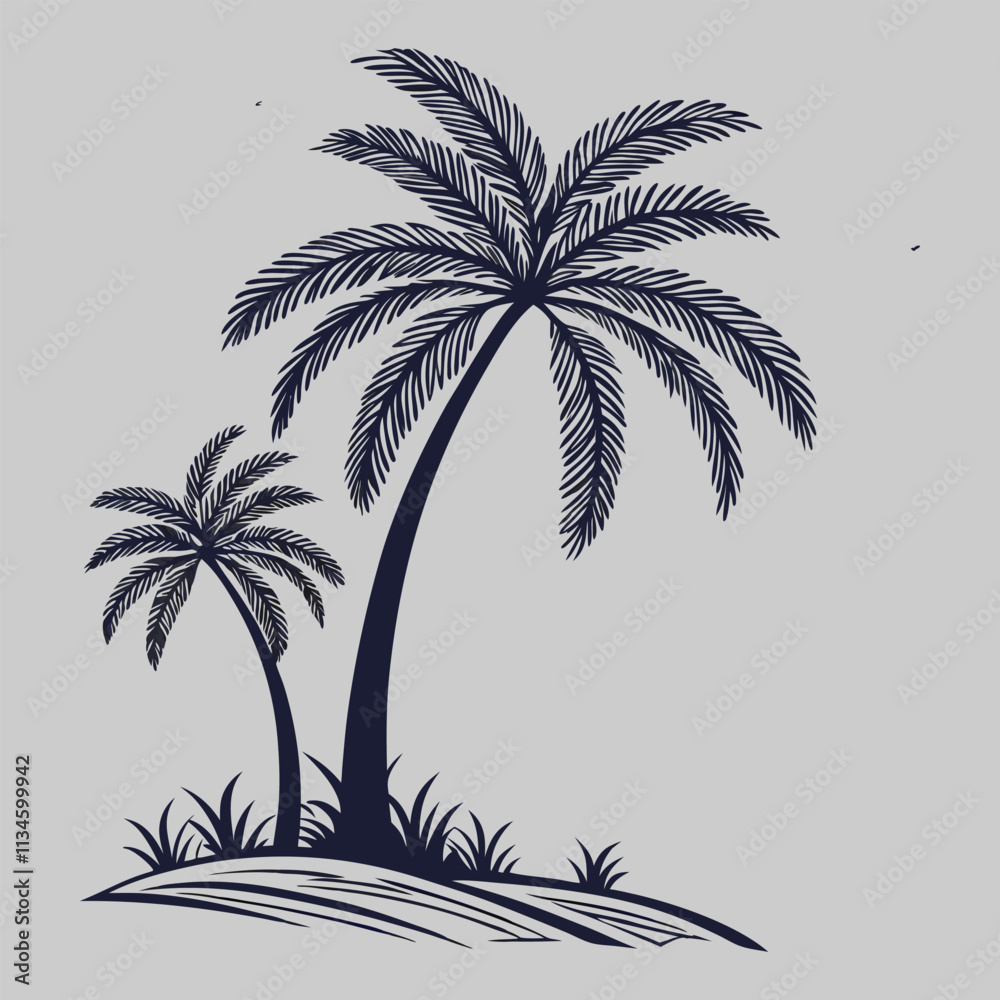 Fototapeta premium palm tree silhouette vector art and illustration