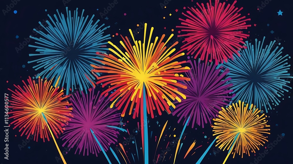 Fototapeta premium Colorful Fireworks Display in Night Sky