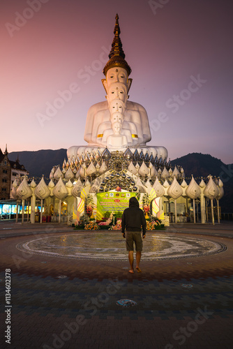 Canvas Print Travel people enjoy amazing Thailand temple with Buddha Asian culture, religion