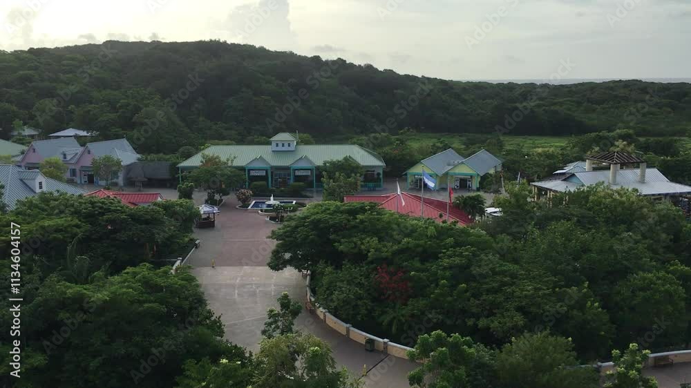 Shopping area at Mahogany Bay cruise port terminal during daytime in Coxen Hole, Roatan, Honduras