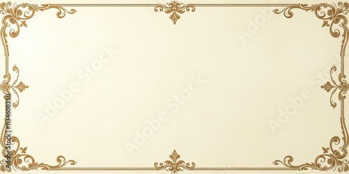 Creamy off-white vintage paper, ornate antique border, card, grunge