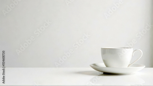 Wallpaper Mural Minimalist white coffee cup on a smooth white table Torontodigital.ca