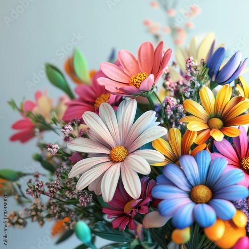 Colorful Gerbera Floral Bouquet in Background.