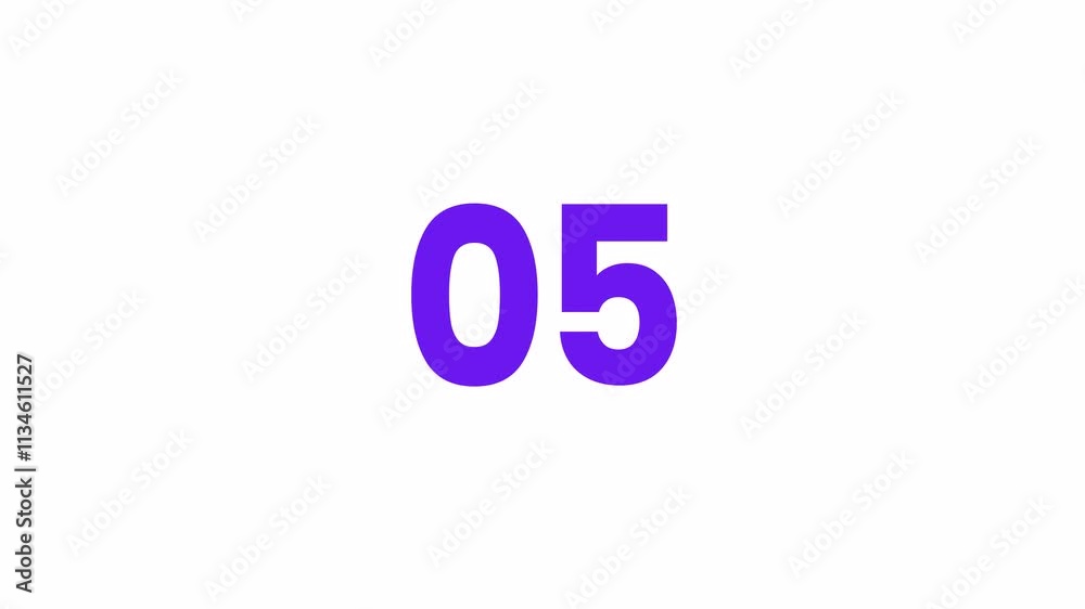 05 or Five Text Animation. Alpha matte with transparent background 4K resolution. 05 or Five Text Animation. Alpha matte with transparent background 4K resolution.