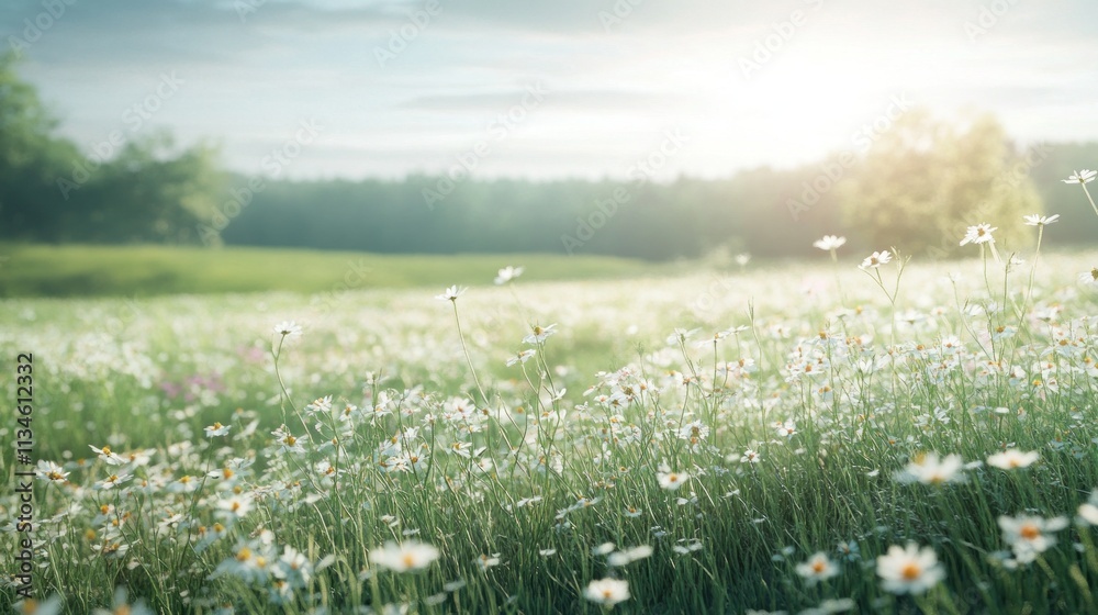 Fototapeta premium A Peaceful Meadow with Wildflowers