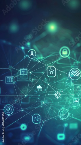 Futuristic iot network illustration with dynamic flowing lines