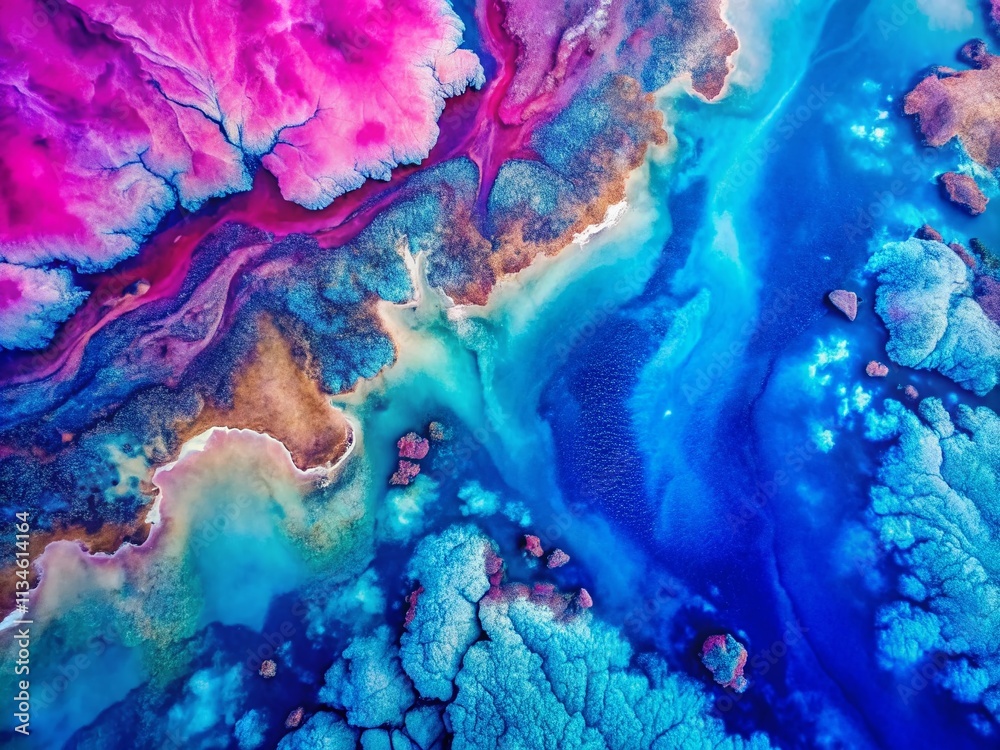 Fototapeta premium Aerial Photography of a Dreamy Blue and Pink Background with Abstract Patterns and Textures, Perfect for Creative Projects and Modern Digital Art Displays