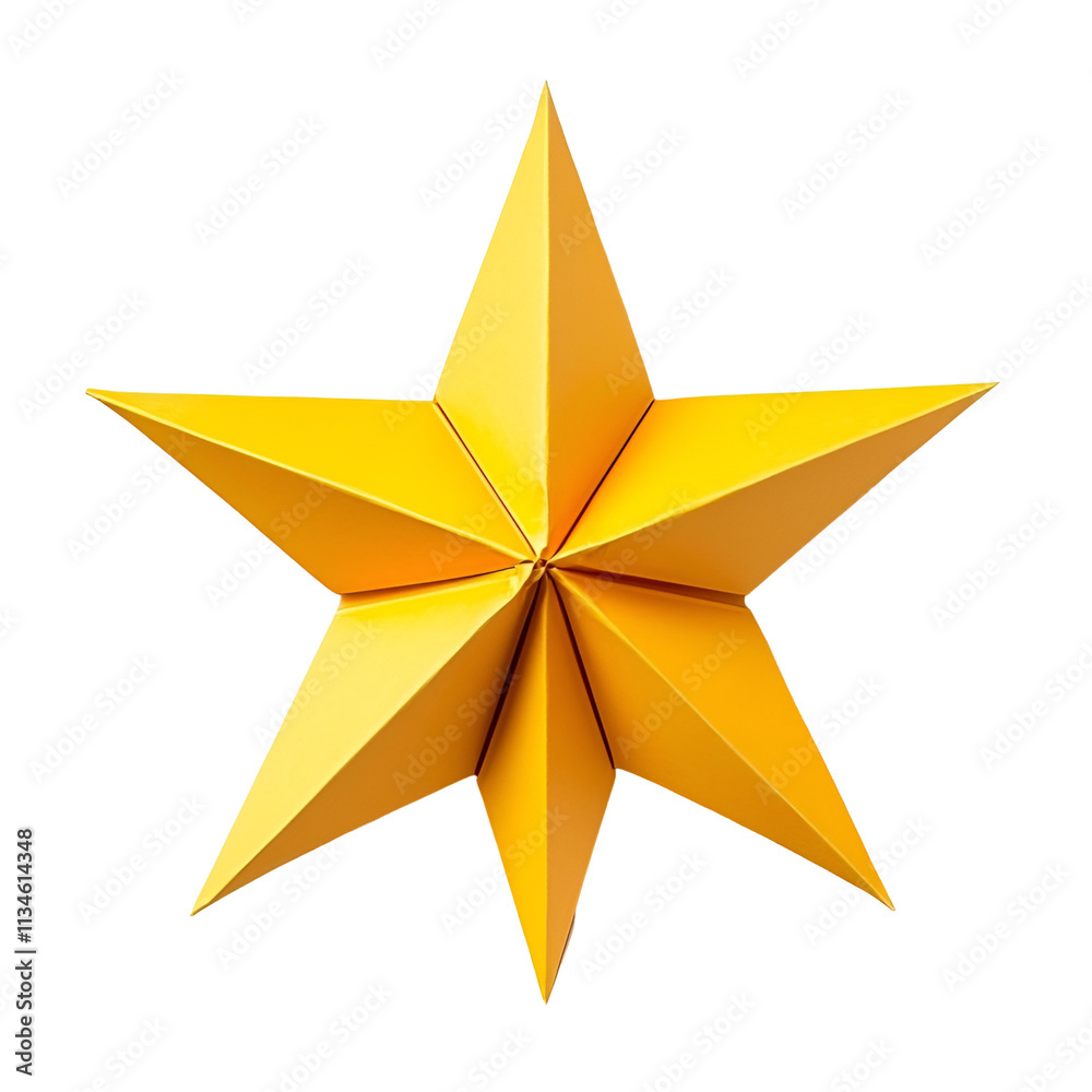 Golden Paper Star, Origami, Yellow, Craft, Handmade Golden Paper Star, Origami, Yellow, Craft, Handmade