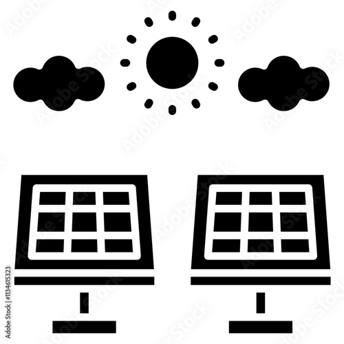 Solar Farm  Icon Element For Design