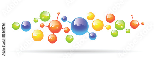 Abstract Molecule Realistic Different Colors Background. Science health care and medicine, macro world concept vector