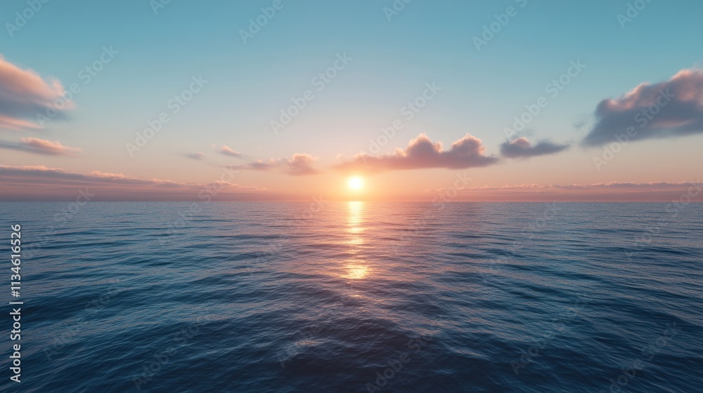 A Peaceful Sunset Over a Calm Ocean A Peaceful Sunset Over a Calm Ocean