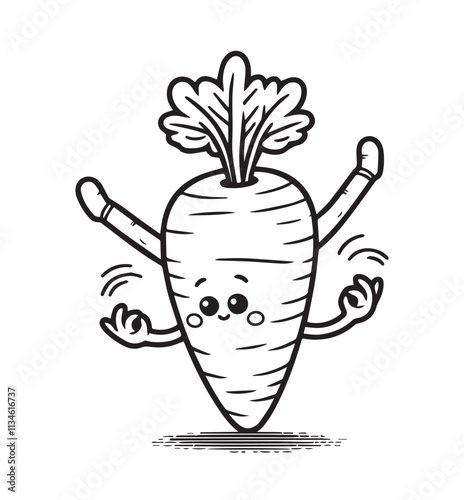 Coloring page design carrot acrobatic illustration