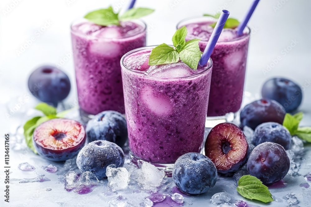 Watercolor plum smoothie, isolated on a white background. Watercolor plum smoothie, isolated on a white background.
