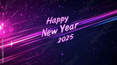 Happy New Year 2025: Neon Sparks of Celebration