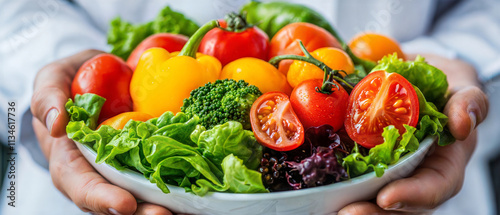 Food safety management in kitchens promoting health with fresh vegetables photo