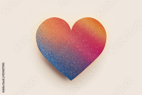 Colorful gradient heart on beige background photo