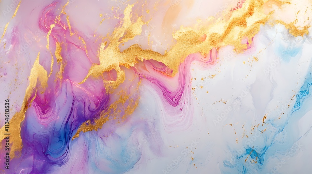 Iridescent splashes of rainbow hues blending seamlessly into a soft white and golden gradient background Iridescent splashes of rainbow hues blending seamlessly into a soft white and golden gradient background