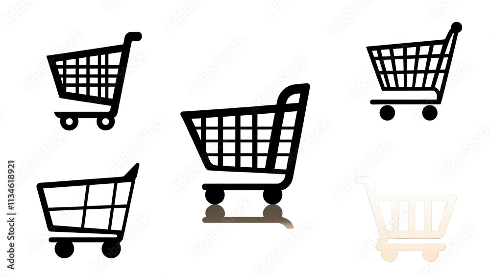 Minimalist shopping cart icon set for e-commerce digital graphics on clean background creative design concept for online retail Minimalist shopping cart icon set for e-commerce digital graphics on clean background creative design concept for online retail
