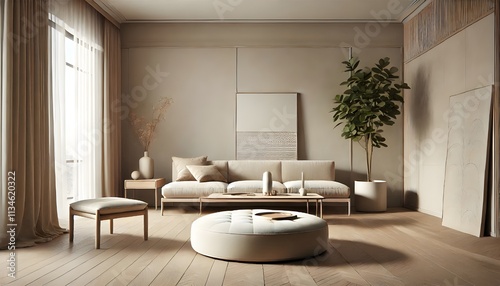 Beige Serenity: A Modern, Airy Living Room.