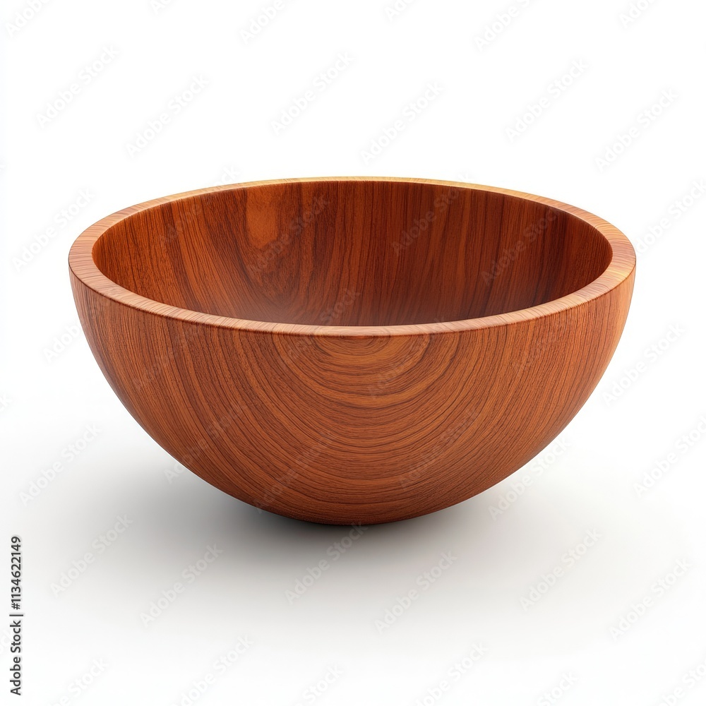 A simple, round wooden bowl isolated on white. A simple, round wooden bowl isolated on white.