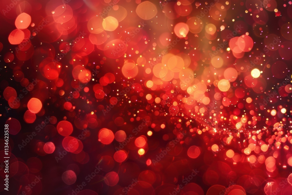 Festive red Christmas background with glowing golden patterns and warm highlights Festive red Christmas background with glowing golden patterns and warm highlights