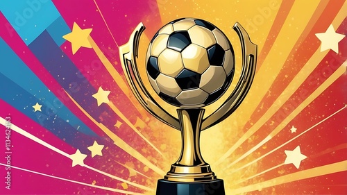 A Golden Soccer Trophy Awarded for Victory