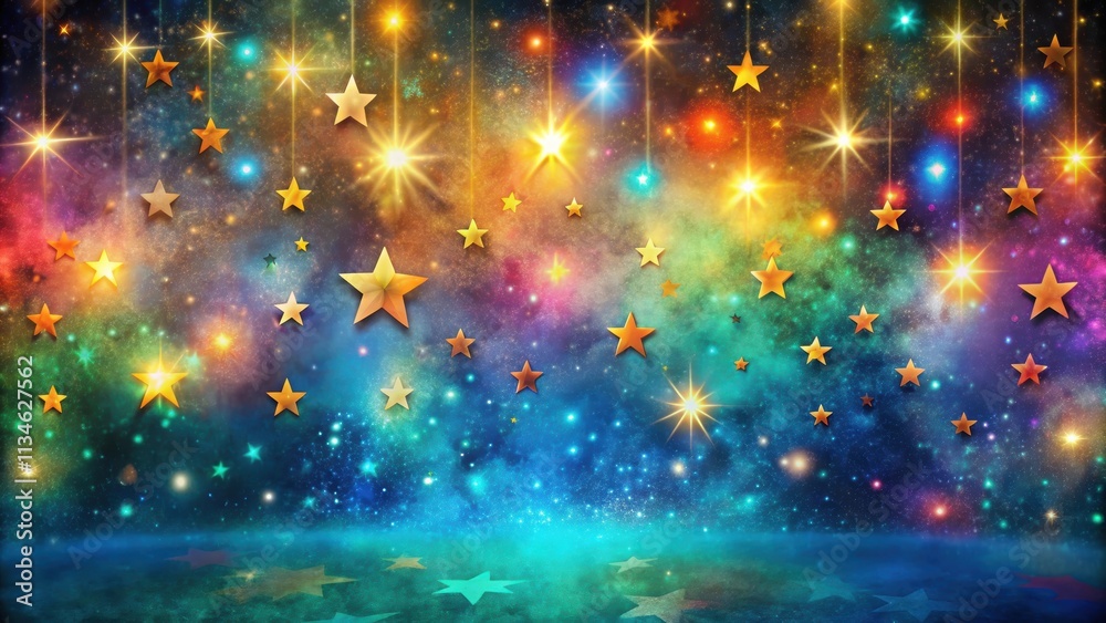 Obraz premium Starry night splash backdrop with vibrant colors and abstract design, Starry, night, splash, backdrop, vibrant, colors