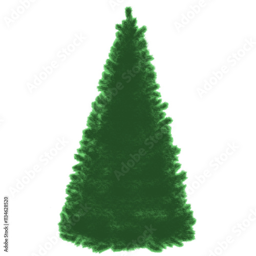 Árbol de navidad vacío sin adornos. Ilustración de pino o abeto típico de fiestas navideñas. Dibujo aislado sin fondo. 