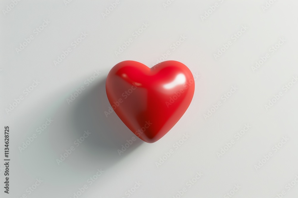 Red heart-shaped object on white background
