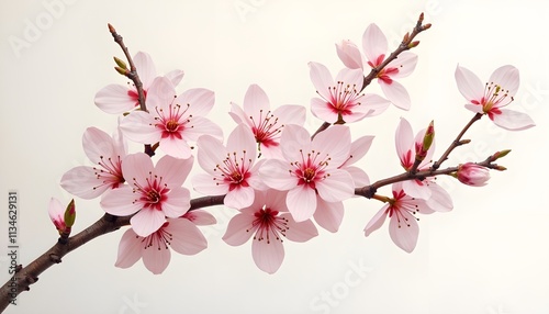 pink cherry tree blossom branch with pink background a realistic image