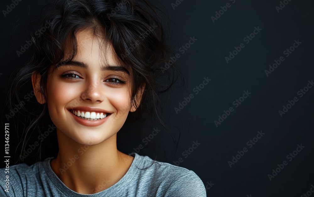 Beauty girl smiling and wearing a t-shirt in studio color background Beauty girl smiling and wearing a t-shirt in studio color background