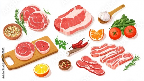 Delicious Bacon Meat Vector Illustration - Isolated Single 2D Design