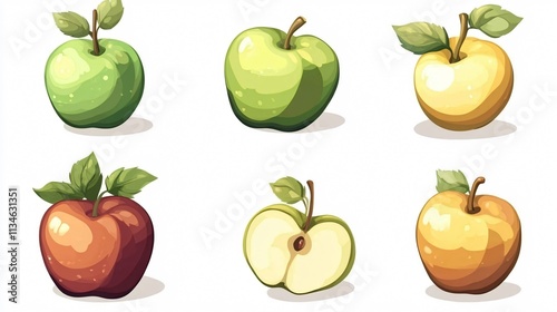 Vibrant Apple Fruit Vector Illustration Isolated on White Background