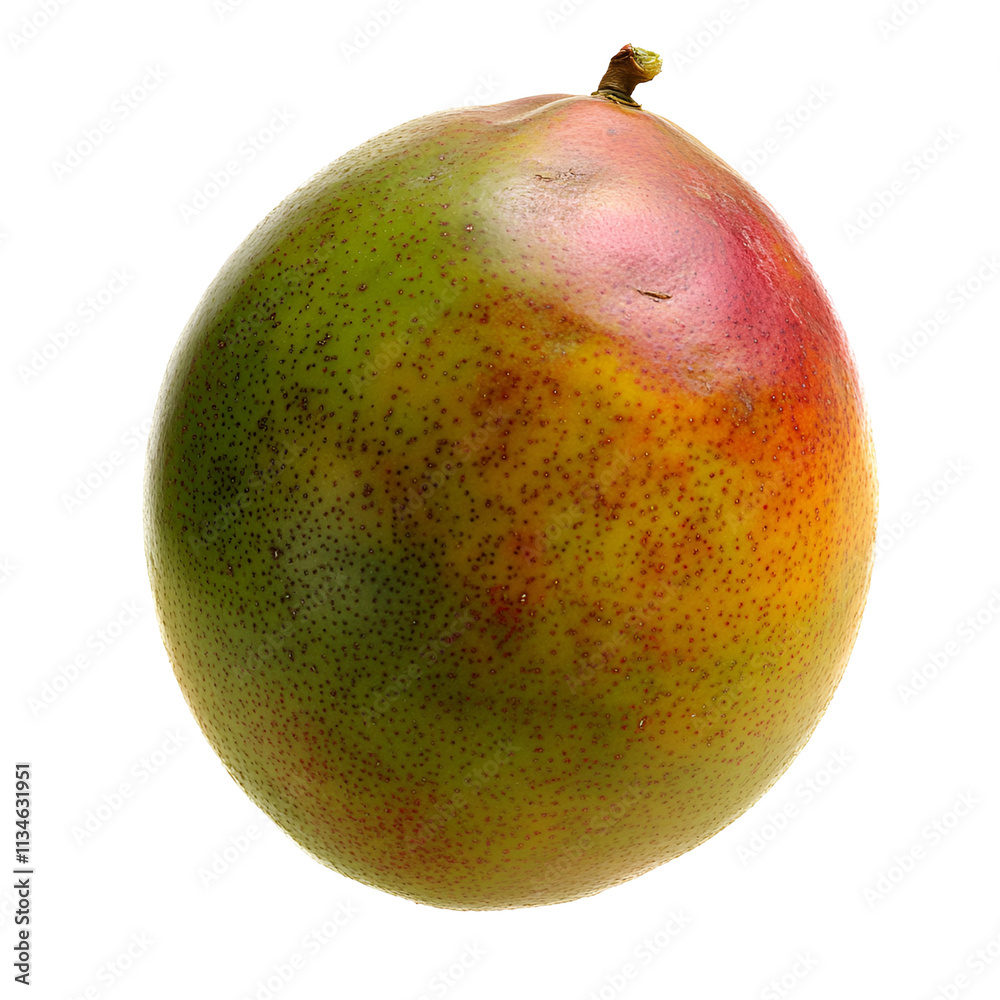 Ripe Green Mango with Red Blush on Black Background Ripe Green Mango with Red Blush on Black Background