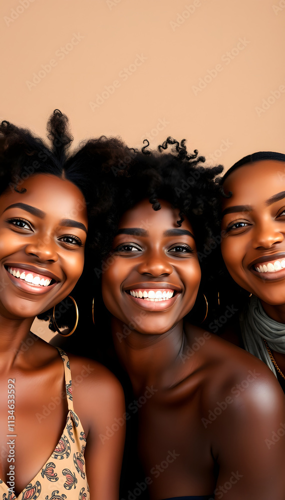 Fototapeta premium Happy diverse women enjoying smooth skin, photo, with white tones