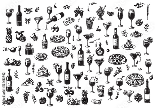 food icons set isolated on white