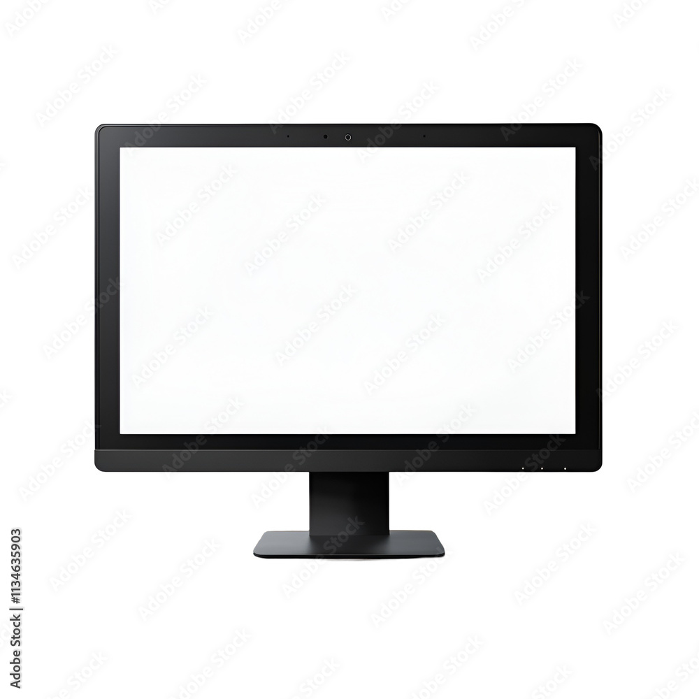 Black Computer Monitor with White Screen Blank Black Computer Monitor with White Screen Blank