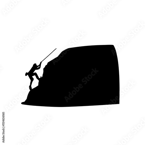 Rock climbing mountain silhouette