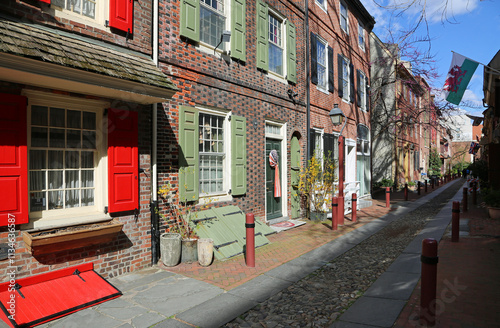 Historic Elfreth's Alley - historic 18th century street in Philadelphia, Pennsylvania photo