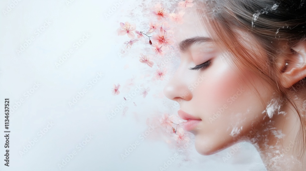 Ethereal Portrait of Woman with Spring Blossoms Ethereal Portrait of Woman with Spring Blossoms