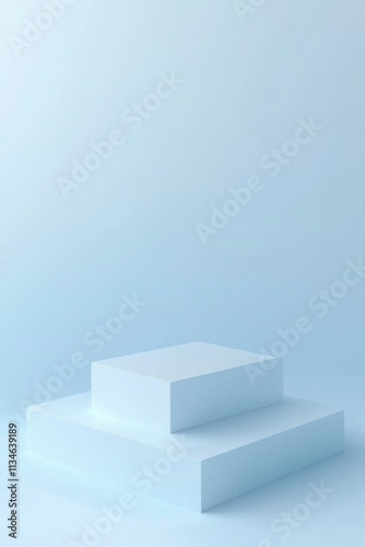 Two Light Blue Cubes Form A Simple Display Stand