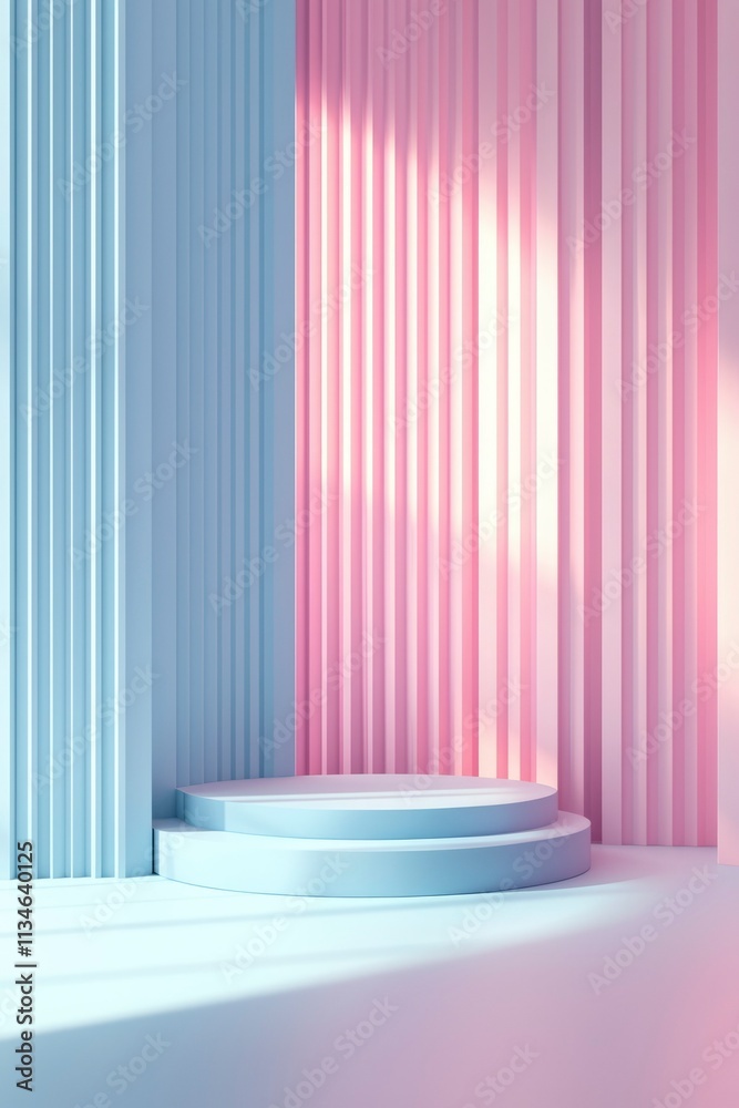 Pastel Blue Pink Striped Room Display Platform Pastel Blue Pink Striped Room Display Platform